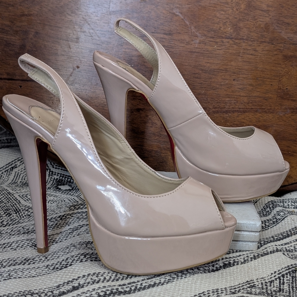 Source Unknown Blush Peep-Toe Slingback Heels